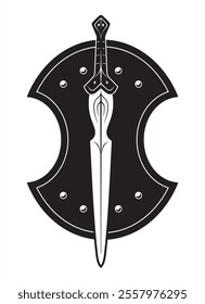 Achilles Sword and Shield, Isolated Vector Illustration