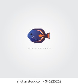Achilles Tang tropical marine fish icon logo in geometric polygonal style