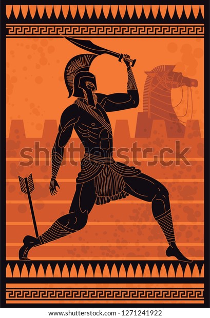 achilles wounded with\
an arrow in troy war