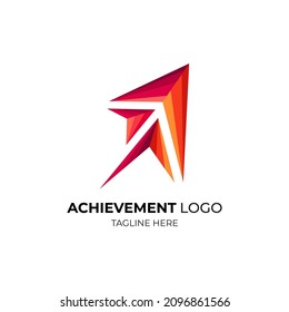 Achivement logo template. logo goes up. to victory. go to the top