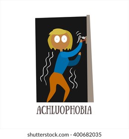 Achluophobia Simplified Design Flat Vector Illustration On White Background
