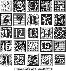 Achromatic Advent Calendar Numbers - Countdown