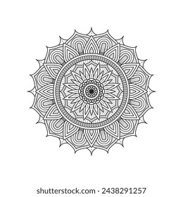 Achromatic Black And White Radiant Circular Sunburst Mandala Shape Artwork Patterns