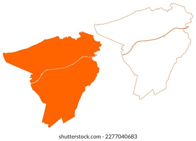 Achtkarspelen municipality (Kingdom of the Netherlands, Holland, Frisia or Friesland province) map vector illustration, scribble sketch Achtkarspelen map