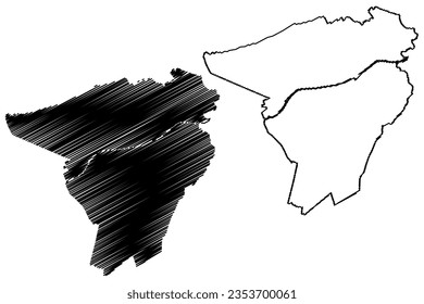 Achtkarspelen municipality (Kingdom of the Netherlands, Holland, Frisia or Friesland province) map vector illustration, scribble sketch Achtkarspelen map
