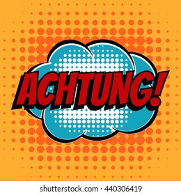 Achtung comic book bubble text retro style