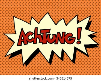 Achtung warning German language pop art retro style