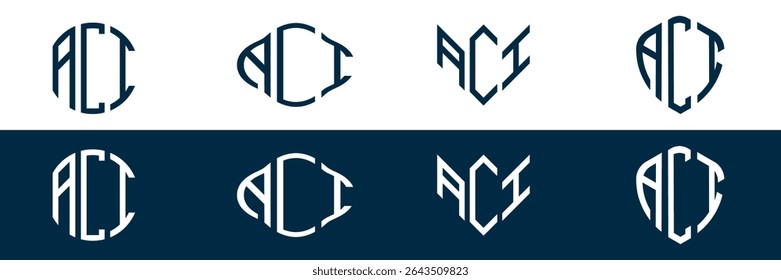 ACI letter logo set design