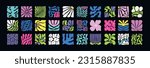 Acid abstract contemporary elements, neon floral tiles for design, banners, printable. Fashion modern decor, funny racy vector plant clipart