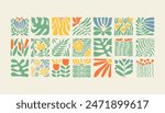 Acid abstract contemporary floral elements, pop art nature tiles for design, banners, printable. Fashion modern flower decor, funny racy vector plant 