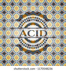 Acid arabic emblem background. Arabesque decoration.