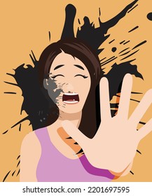 Acid attack on women, stop selling acid, flat vector illustration