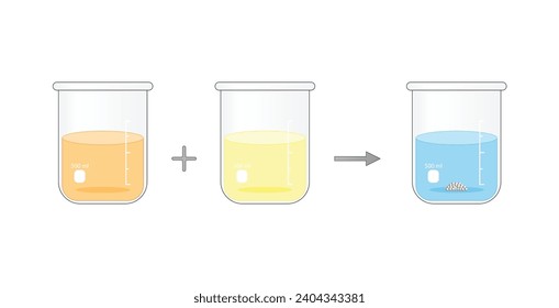 Acid base reaction. chemical reaction neutralization. HCl hydrochloric acid, NaOH sodium hydroxide, and NaCl, sodium chloride. Vector illustration.