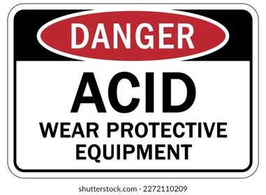 Acid chemical warning sign and labels