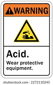 Acid chemical warning sign and labels