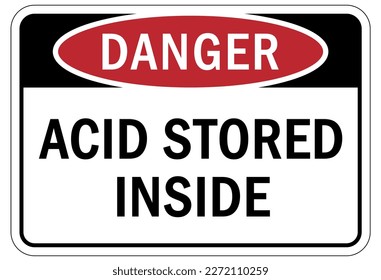 Acid chemical warning sign and labels