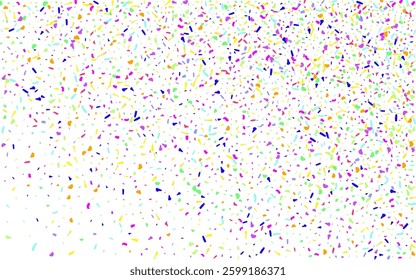 Acid Confetti Festival Vector White Background. Saturated Transparent Grit Postcard. Colorful Splash Fun Wallpaper. Color Sand Christmas Pattern.