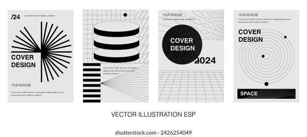 Acid digital graphic design in monochrome style, minimalist posters. Gothic elements for design. 2YK style.