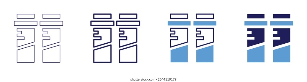 Acid dissociation icon in 4 different styles. Thin Line, Line, Bold Line, Duotone. Duotone style. Editable stroke.