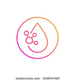 Acid Drop Icon With Molecule, Line Design