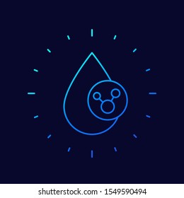 Acid drop icon with molecule, linear