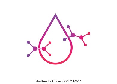 Acid drop icon with a molecule vector element