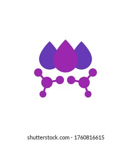 Acid drops icon with molecules, vector