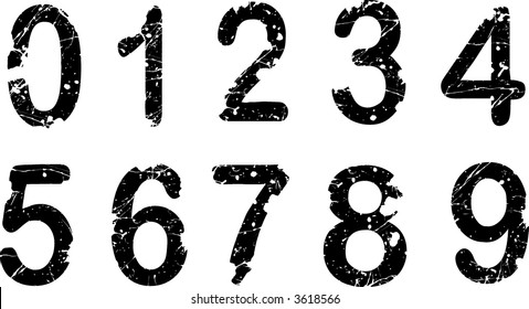 Acid Etched - Home made font Numbers 0-9