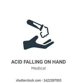 Acid falling on hand glyph icon vector on white background. Flat vector acid falling on hand icon symbol sign from modern medical collection for mobile concept and web apps design.