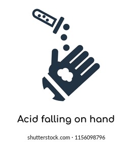 Acid falling on hand icon vector isolated on white background, Acid falling on hand transparent sign , symbols or elements in filled style