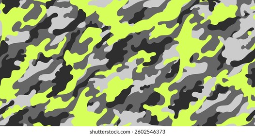 Acid green camouflage pattern. Green military pattern for clothing design