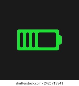 Acid green color battery charging level vector illustration. Mobile phone battery flat isolated sign. Rave psychedelic style. 90s style design. Electricity element silhouette. Power minimalist logo.