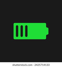 Acid green color battery charging level vector illustration. Mobile phone battery flat isolated sign. Rave psychedelic style. 90s style design. Electricity element silhouette. Power minimalist logo.