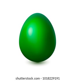 Acid green Easter egg on a white background with a light shadow