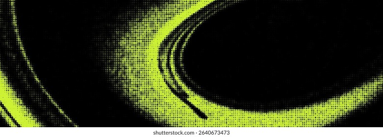 Acid green wave halftone texture overlay background. Y2k style motion gradient. Modern grunge design template