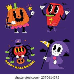acid halloween stickers vector design illustration
