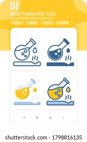 Acid hyalurofic premium icon set with multiple style isolated on white background. Chemical and acid hyalurofic vector icon for graphic, web design, apps, ui, ux and more. Include 64x64 pixel perfect