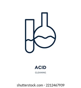 icono ácido de la colección de limpieza. Ácido lineal delgado, energía, icono de contorno celular aislado en fondo blanco. Signo de ácido vectorial de línea, símbolo para web y móvil