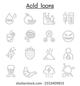 Acid icon set in thin line style