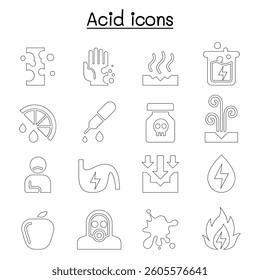 Acid icon set in thin line style