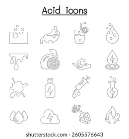 Acid icon set in thin line style