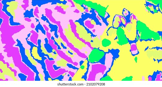 Acid Multicolor Original Yellow Blue Pink Illustration. Detailed Grunge Soft Details Psychedelic Background. Modern Art Unique Color Red Design. Pastel Light Fashion Rainbow Green Textile Vector.