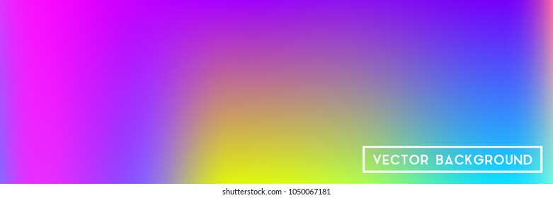 Acid neon horizontal wide headers modern background. Narrow smooth blurred futuristic template. Bright desert hologram contrast backdrop. Blank Holographic spectrum gradient for printed products.