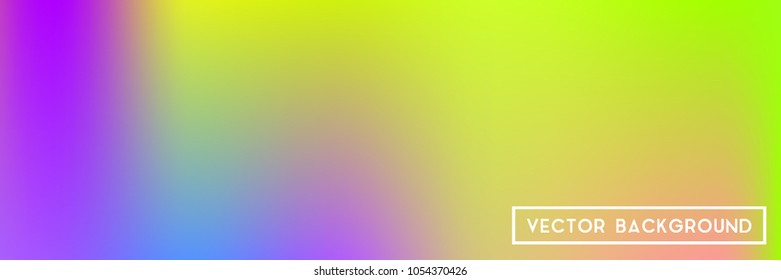 Acid neon horizontal wide headers modern background. Narrow smooth blurred futuristic template. Bright desert hologram contrast backdrop. Blank Holographic spectrum gradient for printed products.