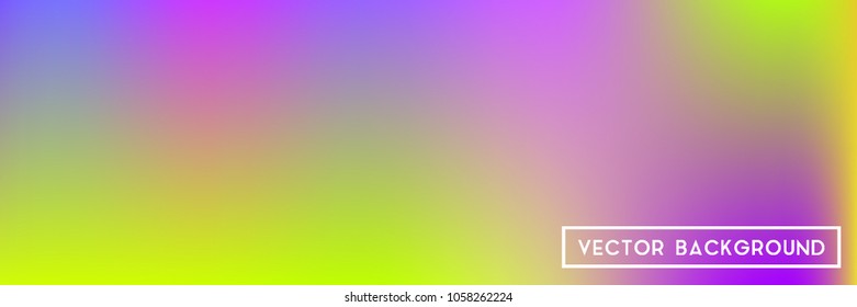 Acid neon horizontal wide headers modern background. Narrow smooth blurred futuristic template. Bright desert hologram contrast backdrop. Blank Holographic spectrum gradient for printed products.