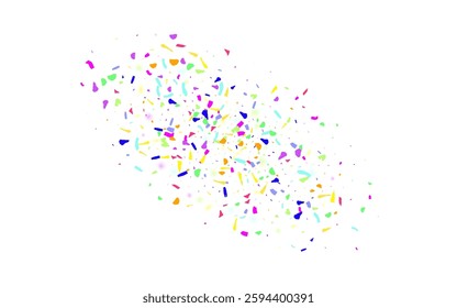 Acid Polka Transparent Vector White Background. Trendy Decoration Dot Postcard. Color Grit Effect Invitation. Festive Confetti Top Illustration.