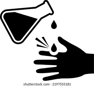 vertido ácido en vector de mano a partir de un matraz cónico hecho con líneas simples y curvas de arte vectorial