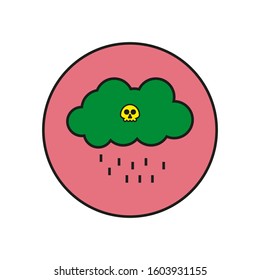 Acid rain cloud icon vector formed with simple shapes
