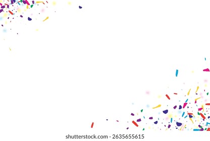 Acid Rain Flying Vector White Background. Festive Abstract Round Postcard. Color Fraction Top Texture. Spectacular Powder Happy Pattern.
