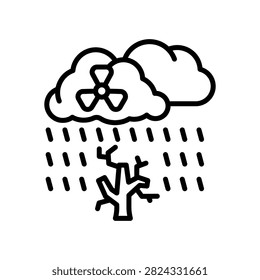 Acid Rain Icon Line Vector Illustration